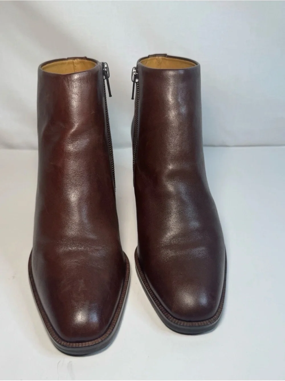 Classic Women's Dark Brown Leather Ankle Booties with Side Zip